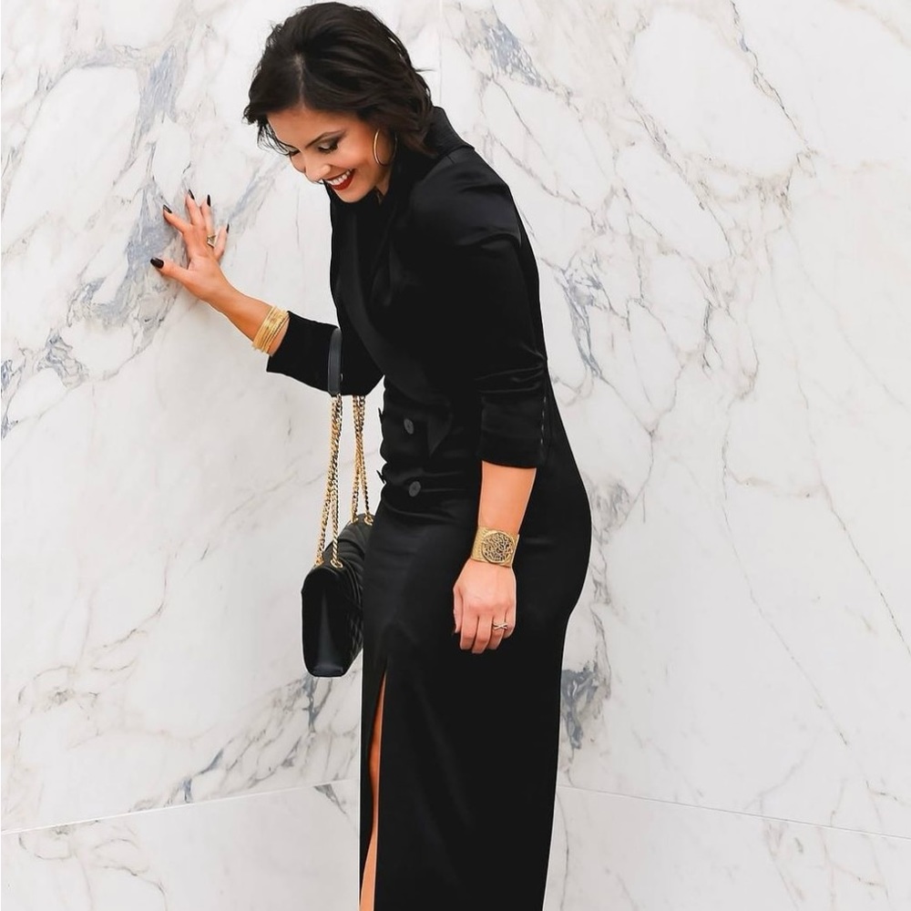 Halston Heritage Black KATE 3/4 SLV TUXEDO GOWN/ Worn Once and in great shape